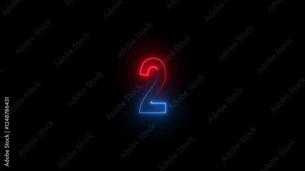 2 text neon glowing animation. Neon glowing animation above 2 digit text. number 2 neon text concept 2 text neon glowing animation. Neon glowing animation above 2 digit text. number 2 neon text concept