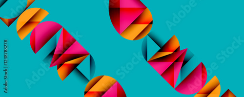 Abstract geometric pattern with intersecting circles and triangles in gradients. The high-contrast composition creates depth and a dynamic, modern aesthetic