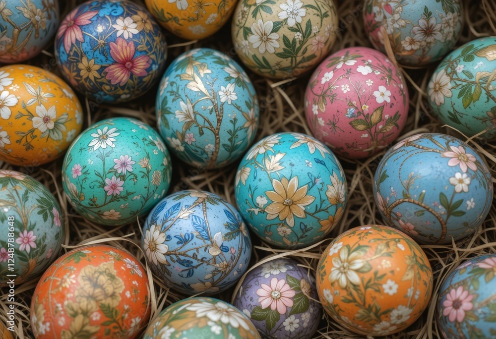 Colorful Easter eggs with beautiful designs Colorful Easter eggs with beautiful designs