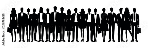 Silhouette of a group of people. A crowd of people. A gathering of men and women. Vector