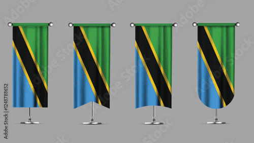 Collection of Vertical Banners Featuring the TANZANIA Flag