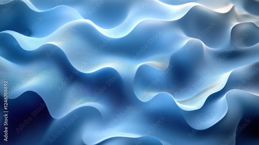 Fototapeta premium Abstract blue wavy surface.