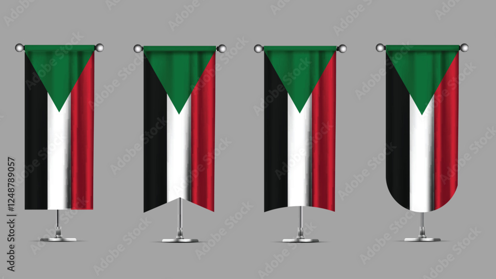 Collection of Vertical Banners Featuring the SUDAN Flag Collection of Vertical Banners Featuring the SUDAN Flag