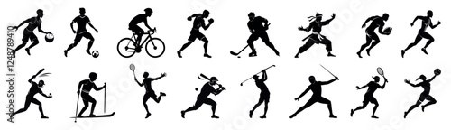 A set of silhouettes of athletes. Vector