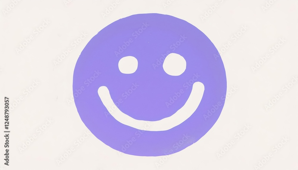 Fototapeta premium minimalist purple smiley face illustration for creative design projects, modern pop art aesthetics, and branding concepts