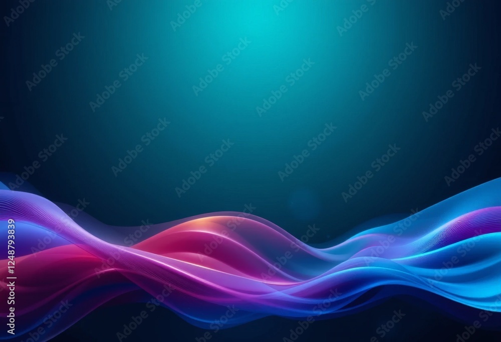Fototapeta premium Abstract blue background with wavy lines and space for text