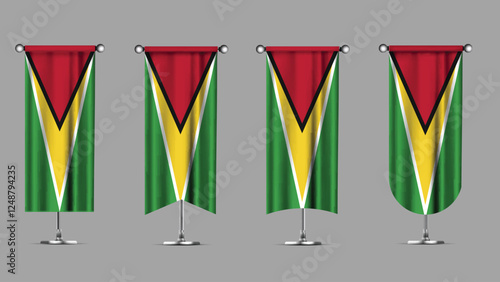 Collection of Vertical Banners Featuring the GUYANA Flag