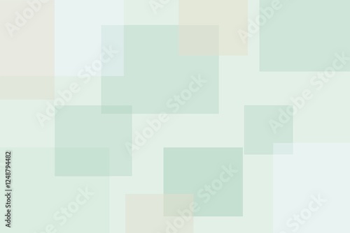 淡い緑の重なり合う四角形の抽象的背景デザイン | Abstract Background with Overlapping Pale Green Squares