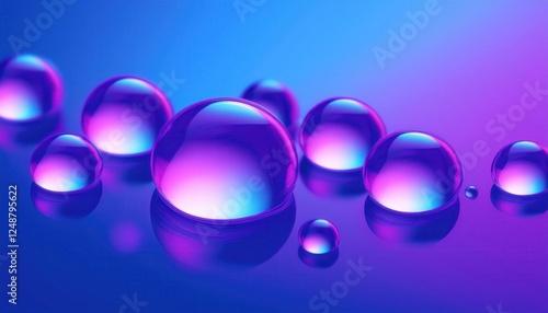 vibrant purple glass spheres on blue background for futuristic design, abstract texture, 3d rendering, digital art

 photo