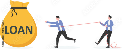 Business concept illustration of a businessman thinking of taking loans

