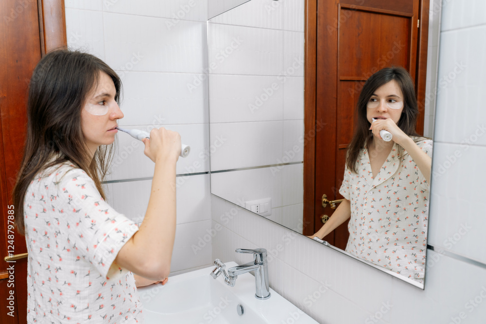 Happy girl brushing beauty tooth using toothbrush . Happy girl brushing beauty tooth using toothbrush .