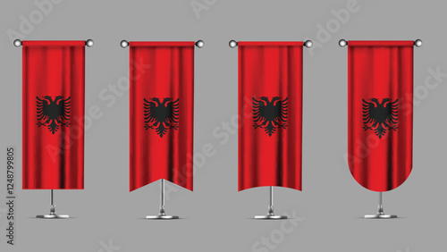 Collection of Vertical Banners Featuring the ALBANIA Flag