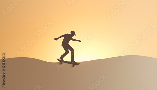 Wallpaper Mural Shadows of a skateboarder, Paper Cutout style. with white shades Torontodigital.ca