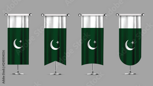 Collection of Vertical Banners Featuring the PAKISTAN Flag