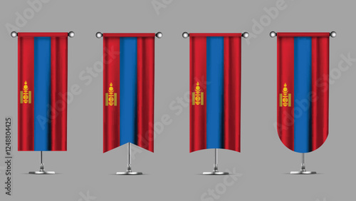 Collection of Vertical Banners Featuring the MONGOLIA Flag