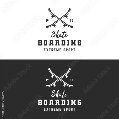 Logo template extreme sport skateboard club retro vintage.Logo for labels, clubs and posters.