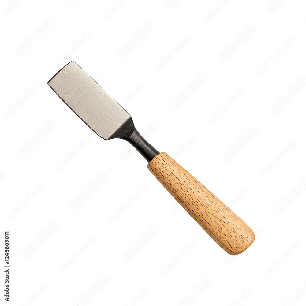 Wooden-handled chisel, perfect for carving and craft projects, isolated on white. Wooden-handled chisel, perfect for carving and craft projects, isolated on white.