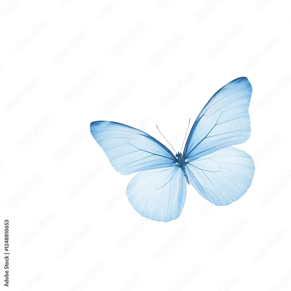 Obraz premium Beautiful blue butterfly, white isolated background, isolated on a transparent background.