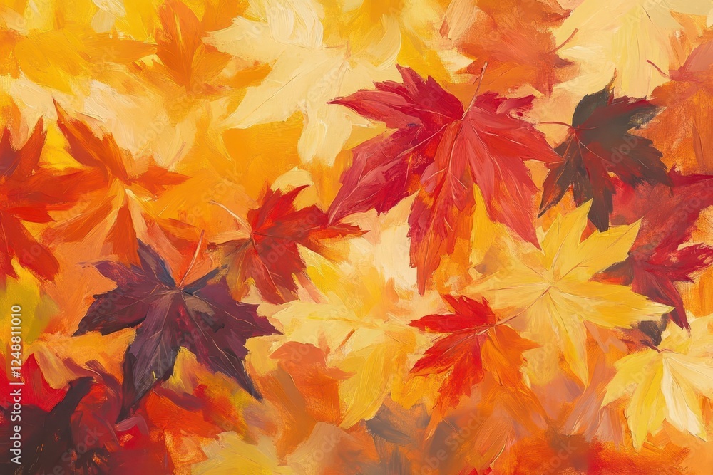 vibrant maple leaves in rich autumn colors dancing in golden sunlight, featuring deep crimsons, burnt oranges, and warm yellows vibrant maple leaves in rich autumn colors dancing in golden sunlight, featuring deep crimsons, burnt oranges, and warm yellows