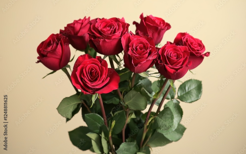 Beautiful bouquet of roses on a delicate background, Saint Valentines Day and 8 March International Womens Day
