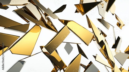 Abstract Gold and Silver Geometric Shapes Composition