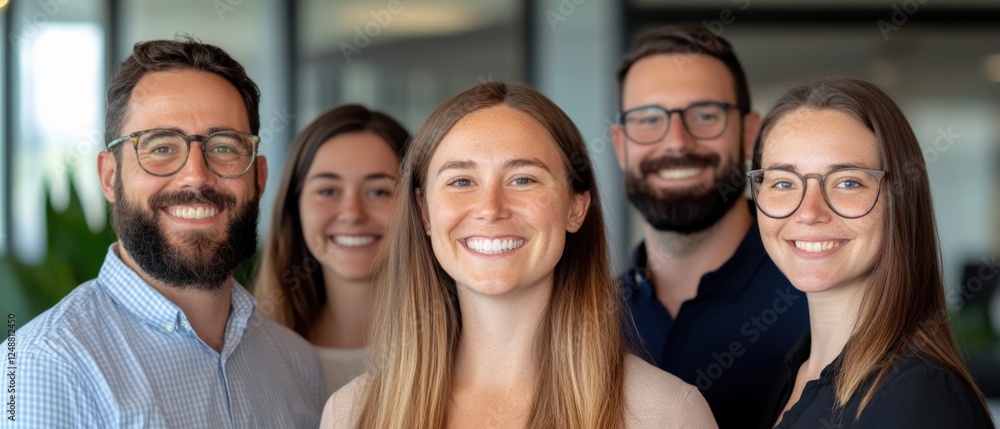 group of happy people smiling in an office group of happy people smiling in an office