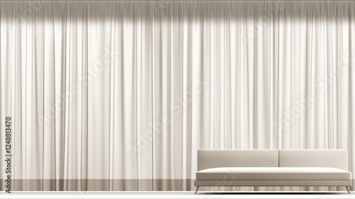 Elegant Minimalist Living Room with White Curtains and Sofa