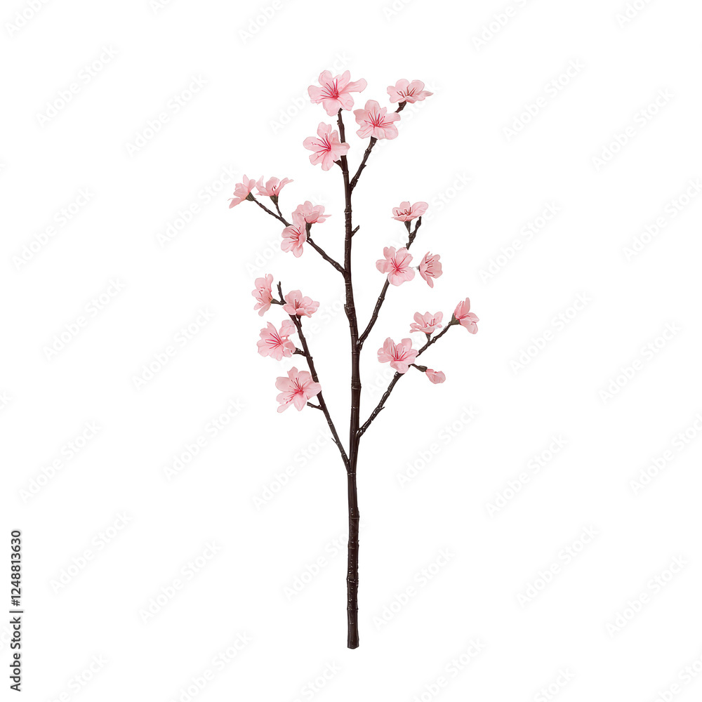 Cherry blossom branch with pink flowers, isolated on white background. Cherry blossom branch with pink flowers, isolated on white background.