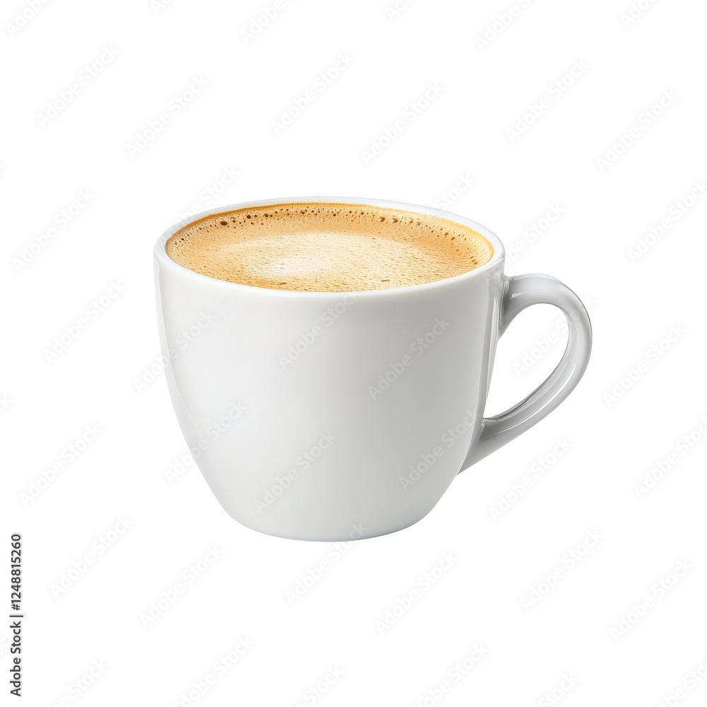Obraz premium Cup of coffee with cream, isolated on a white background.
