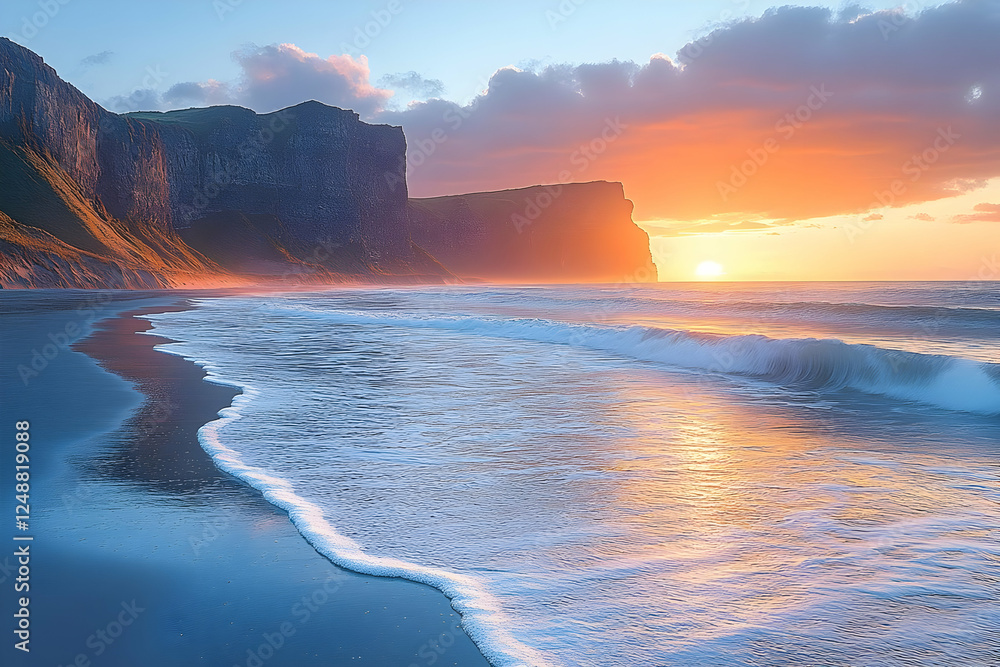 Fototapeta premium Dramatic Coastal Sunset Over Rocky Beach