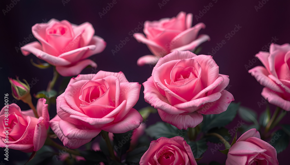 Beautiful pink roses on color background, dramatic atmosphere. with white shades Beautiful pink roses on color background, dramatic atmosphere. with white shades