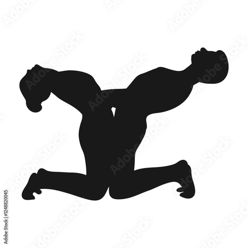 Yoga for two. A collection of yoga poses. The silhouette of a couple. A pose for spouses