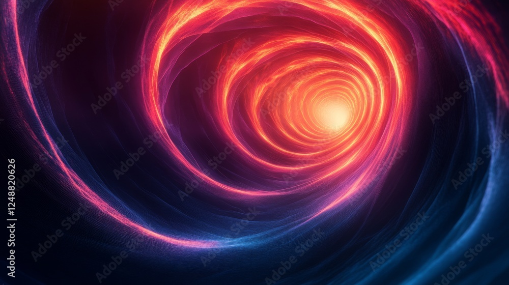Swirling vortex of luminous energy with red and blue hues Swirling vortex of luminous energy with red and blue hues