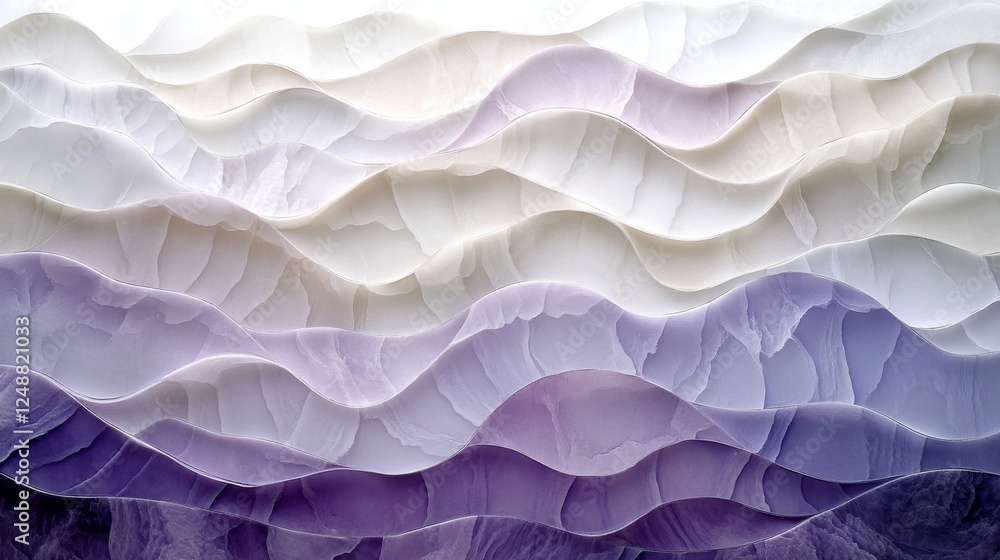 Elegant wave pattern is displayed in shades of lavender and white Elegant wave pattern is displayed in shades of lavender and white