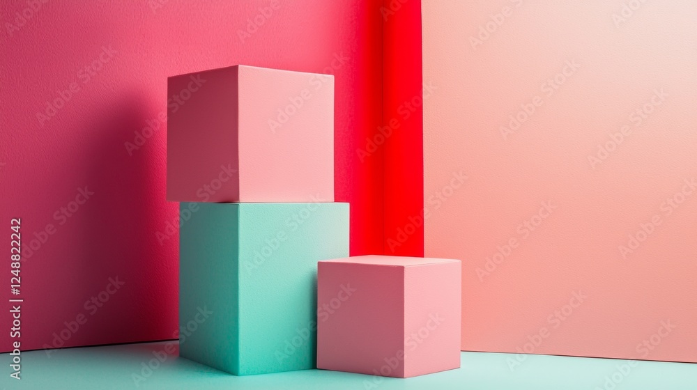 Colorful geometric composition with stacked cubes Colorful geometric composition with stacked cubes
