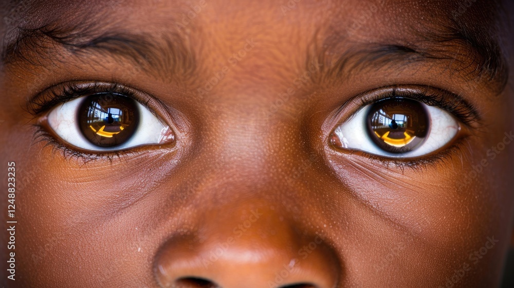 Naklejka premium Striking Close-Up Of Bright Brown Eyes In Contrast