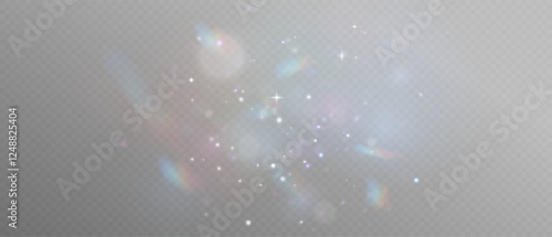 Shimmering Dust. Bokeh Lights. Festive Designs.White png dust light. Bokeh light lights effect background. Christmas background of shining dust. Christmas glowing light confetti and spark overlay.