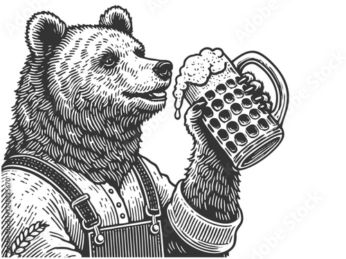 Bear Drinking Beer vector illustration