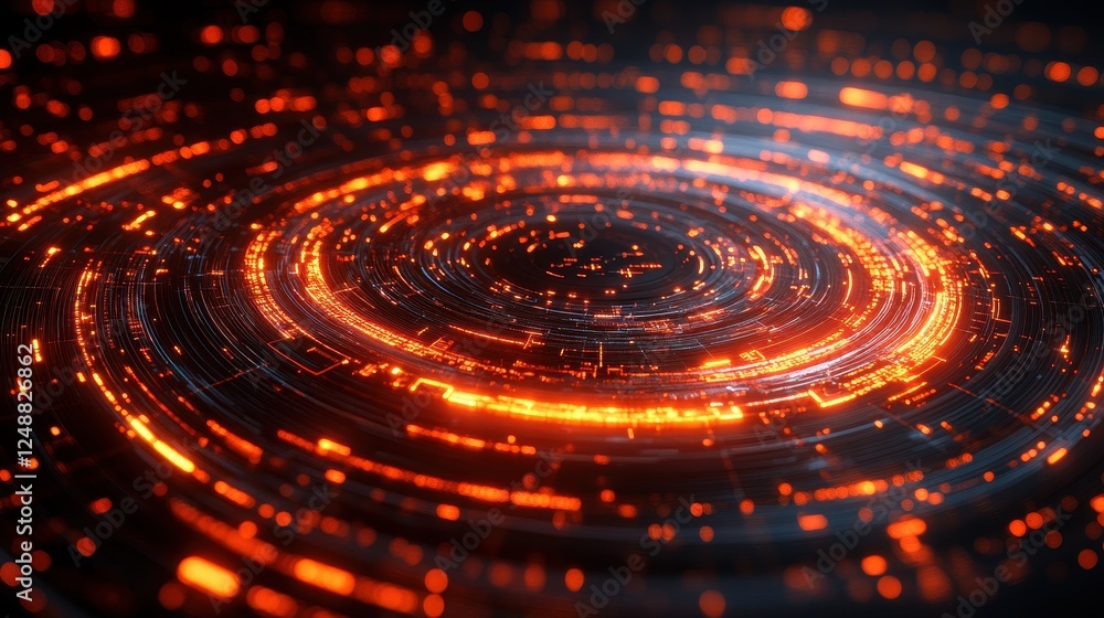 Glowing orange circuit swirls, futuristic technology, dark background, abstract digital art, for tech visuals Glowing orange circuit swirls, futuristic technology, dark background, abstract digital art, for tech visuals