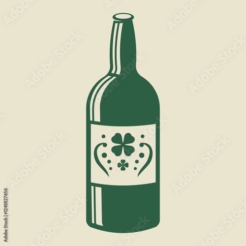 Beer bottle icon isolated. Design element on Saint Patrick's Day theme. Vector illustration.