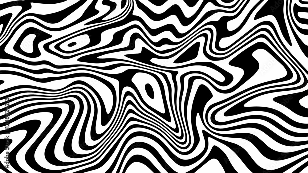 Abstract Modern pattern with black and white stripes. Psychedelic pattern. Dynamic style. Vector illustration. Abstract Modern pattern with black and white stripes. Psychedelic pattern. Dynamic style. Vector illustration.