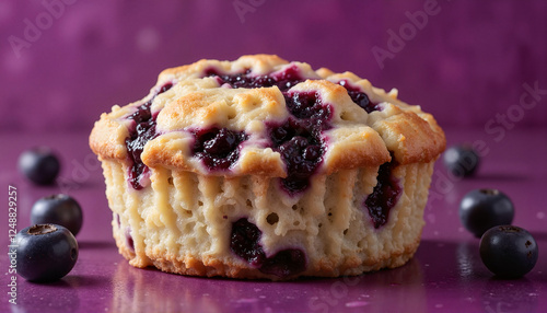 Wallpaper Mural Blueberry muffin with fresh blueberries around it on a purple background
 Torontodigital.ca