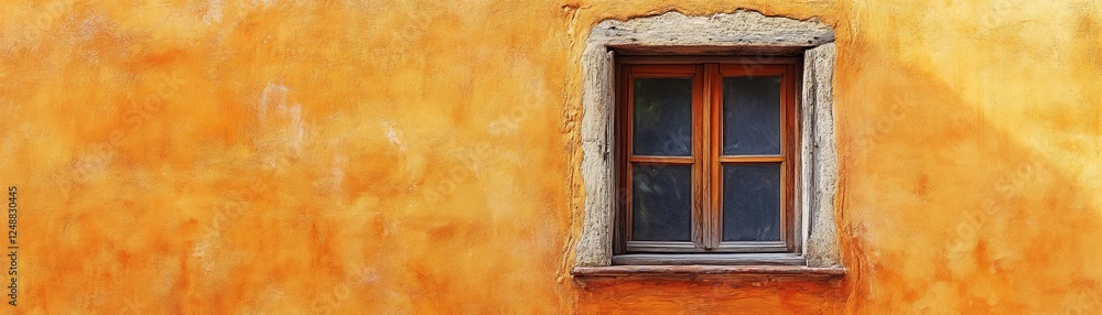 Old window, orange wall, textured background, Italy Old window, orange wall, textured background, Italy