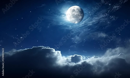 Wallpaper Mural A full moon illuminating with blue sky, significantly a perfect view of night view, generated with ai Torontodigital.ca