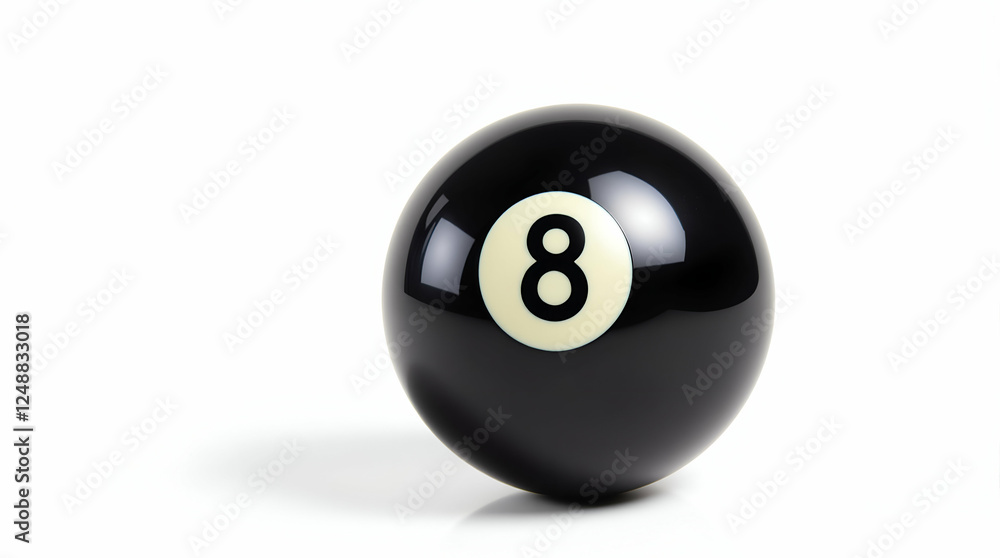 Black Billiard Ball With the Number 8 in the Center Isolated on a Clean White Background Black Billiard Ball With the Number 8 in the Center Isolated on a Clean White Background
