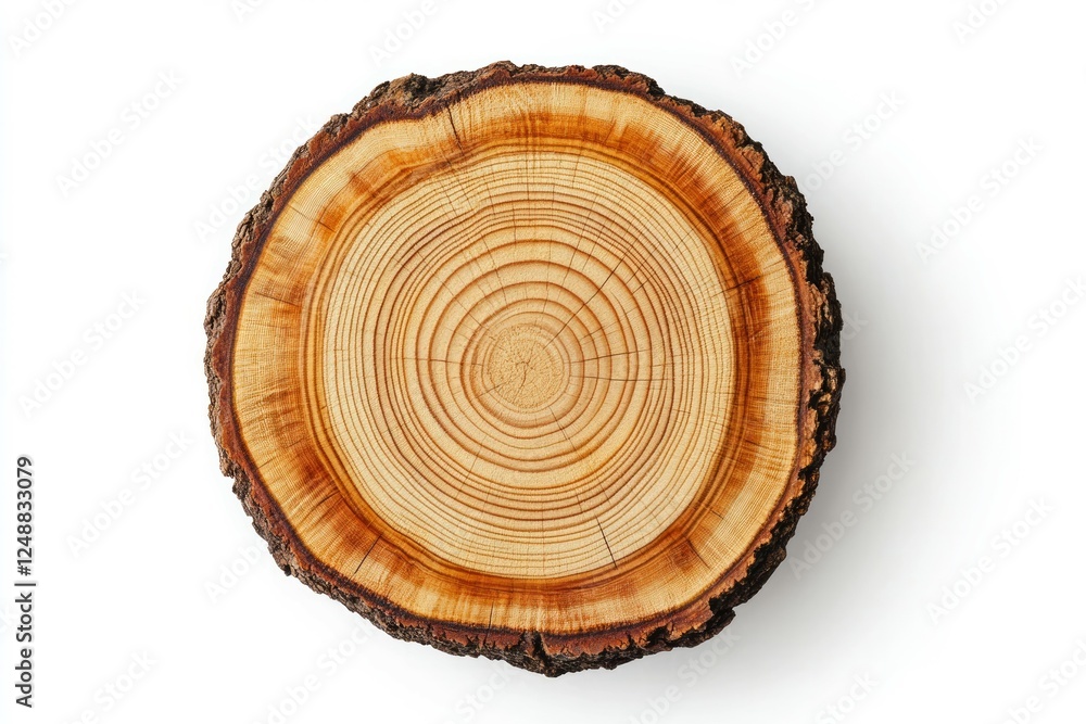 Cross section of tree trunk on white background. Neural network AI generated Cross section of tree trunk on white background. Neural network AI generated