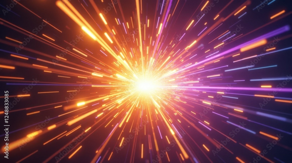 Dynamic Light Explosion with Radial Yellow and Purple Streaks Dynamic Light Explosion with Radial Yellow and Purple Streaks