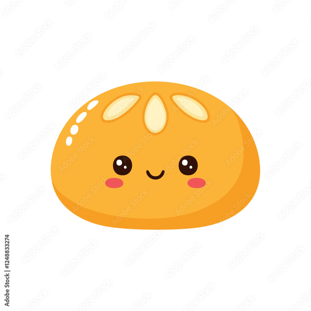 Fototapeta premium Bun Bread Food Eat Meal Snack Cuisine Animation Kawaii Character 
