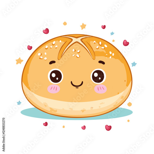 Bun Bread Food Eat Meal Snack Cuisine Animation Kawaii Character
