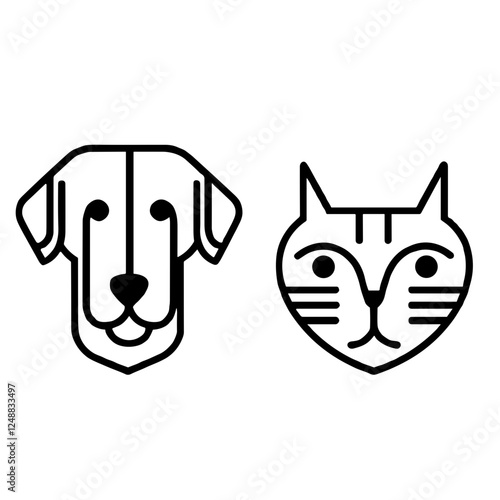 Dog and cat vector icons for pet-related designs